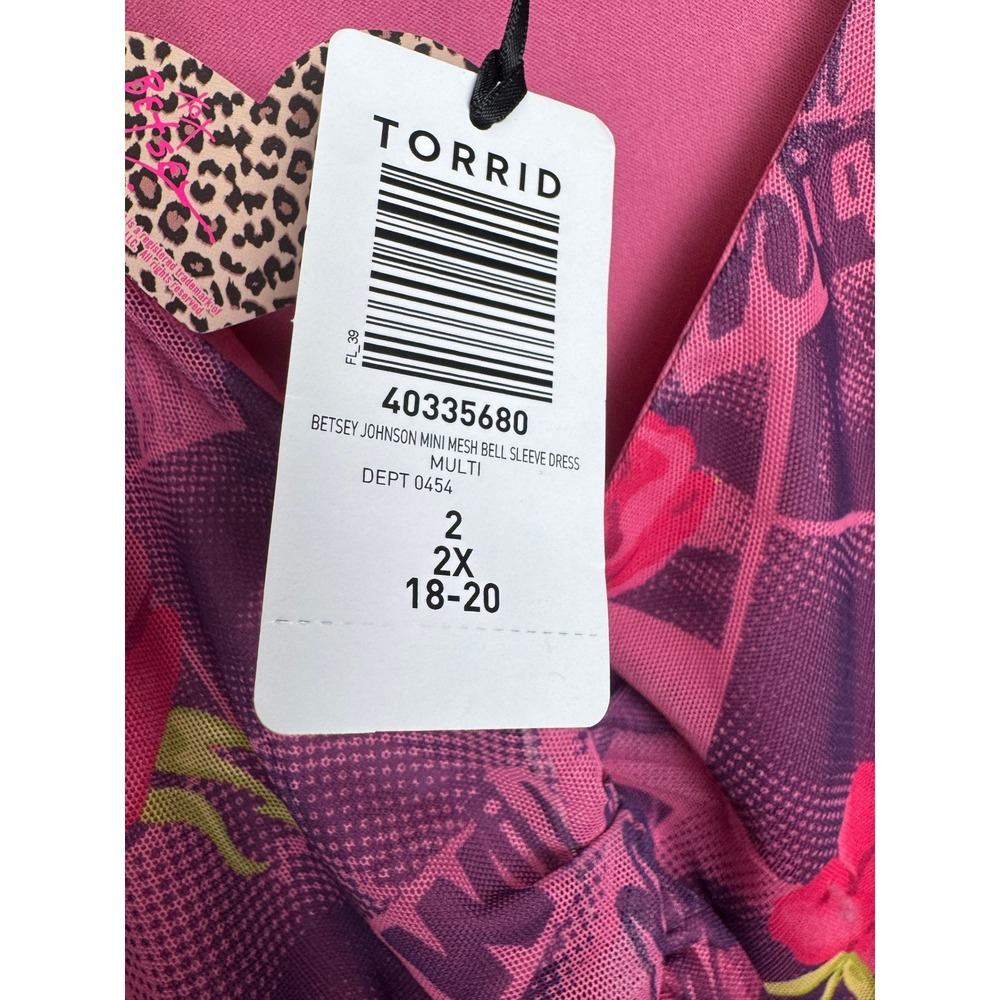 NWT Torrid x Betsey Johnson Mini Mesh Bell Sleeve Dress, Size 2 (2X / 18-20) - Picture 9 of 13